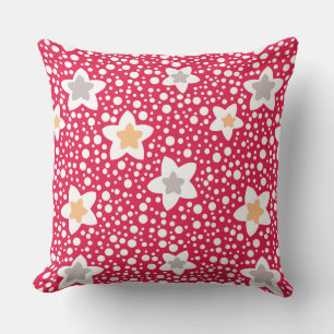 Kleurrijke bloemen op een retro polka dot achtergr kussen
