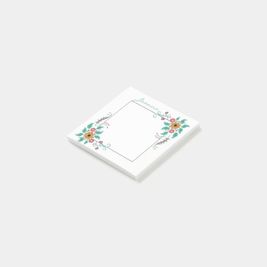 Kleurrijke bloemen op Lijst Post-it® Notes (Schuin)