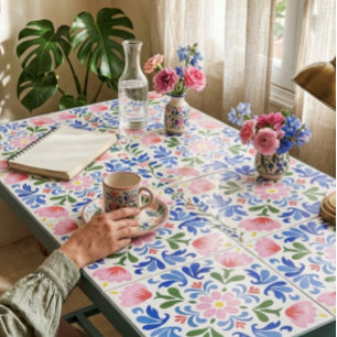 Kleurrijke bloemen op witte achtergrond decoratief tegeltje