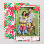 Kleurrijke Bloemen Poinsettia Kerst Kaart (Voorkant / Achterkant)