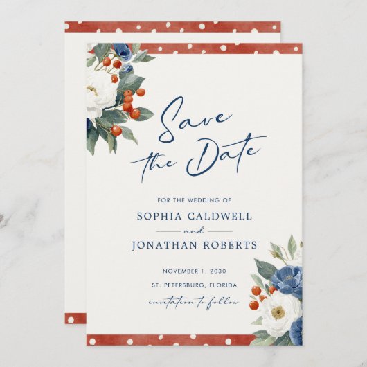 Kleurrijke Bloemen QR Code Wedding Save The Date (Voorkant / Achterkant)