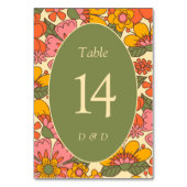 Kleurrijke Bloemen  Retro Wedding Kaart (Voorkant)