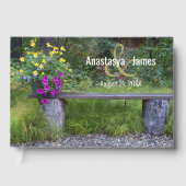 Kleurrijke Bloemen Rustieke Bench Wedding Day Cust Gastenboek (Voorkant)