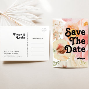 Kleurrijke Bloemen Save The Date Postkaart Uitnodiging Briefkaart