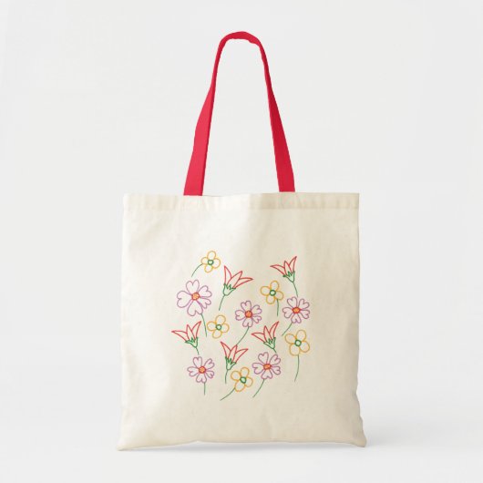 Kleurrijke bloemen schetst het Kleuren Canvas tass Tote Bag (Voorkant)