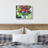 Kleurrijke bloemen schilderij canvas afdruk (Insitu (Slaapkamer))