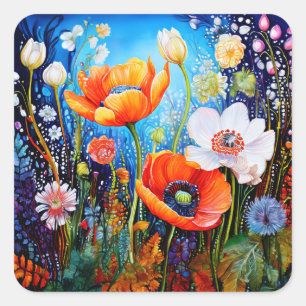 Kleurrijke Bloemen Stickers