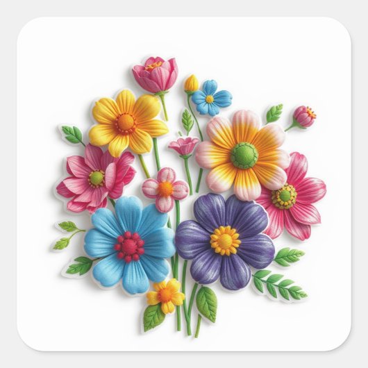 Kleurrijke Bloemen Stickers (Voorkant)