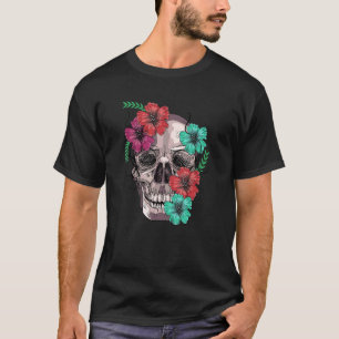Kleurrijke bloemen suiker en flora schedeldag van  t-shirt
