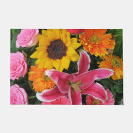 kleurrijke+ bloemen, tuin+ gnoom, calla+ l deurmat