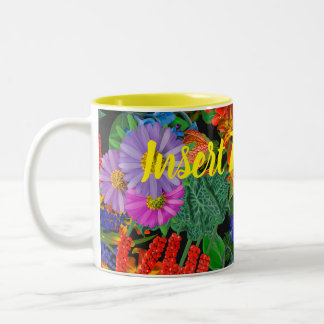 Kleurrijke Bloemen Tweekleurige Koffiemok