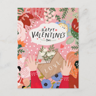 Kleurrijke bloemen valentine briefkaart