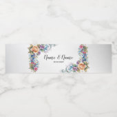 Kleurrijke bloemen van de bruiloft waterfles etiket (Enkel label)