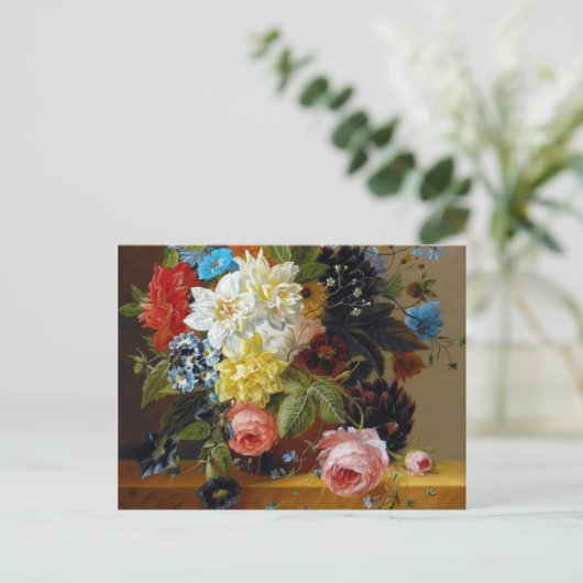 Kleurrijke  bloemen Vase Art Painting Briefkaart (Staand voorkant)