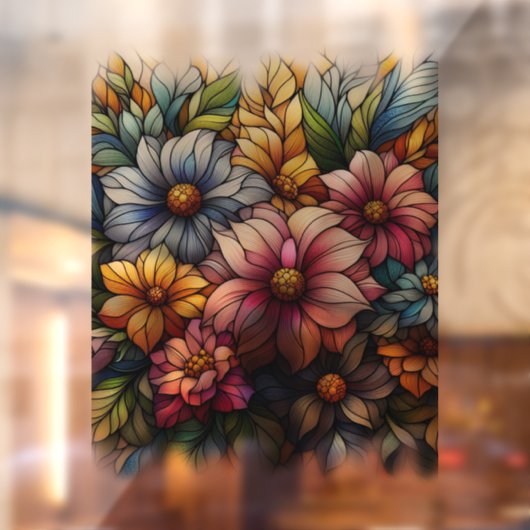 Kleurrijke Bloemen Venster Cling Raamsticker (Vel 2)