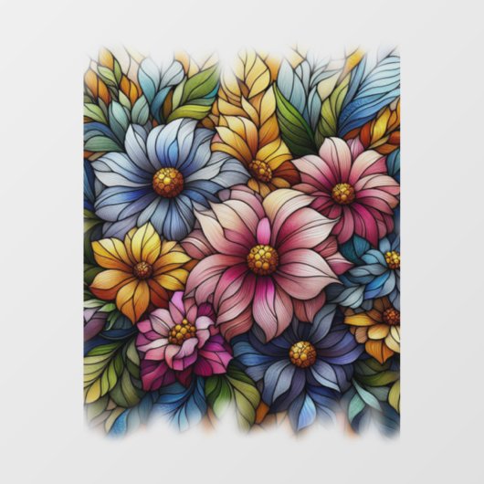 Kleurrijke Bloemen Venster Cling Raamsticker (Vel)