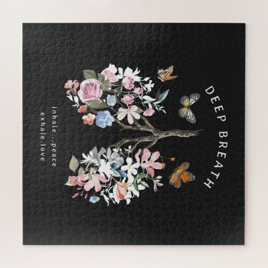Kleurrijke bloemen, vlinders, longen illustratie. legpuzzel (Horizontaal)