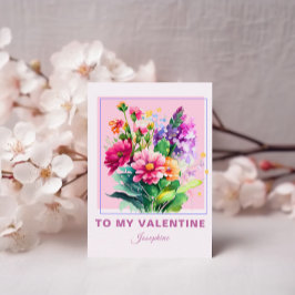 Kleurrijke bloemen voor mijn Valentijn Valentijnsd Kaart
