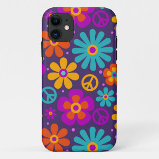 Kleurrijke Bloemen Vrede Liefde Groovy Retro Hippi iPhone 11 Hoesje