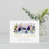 Kleurrijke Bloemen Waterverf Bruiloft Goud Folie Uitnodiging Briefkaart (Staand Voorkant)