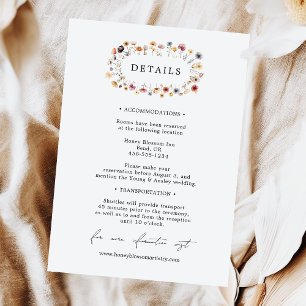 Kleurrijke Bloemen Wedding Details Behuizing Kaart
