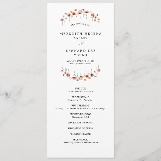 Kleurrijke Bloemen Wedding Flat Programma (Voorkant)