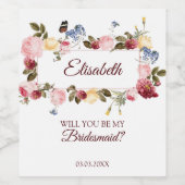 Kleurrijke Bloemen  Wijn Etiket (Enkel label)