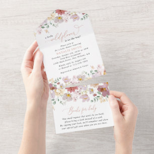 Kleurrijke Bloemen, Wilde Bloemen, Boho, Baby Show All In One Uitnodiging
