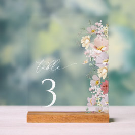 Kleurrijke bloemen, wilde bloemen, Boho, tafelnumm Acryl Bord