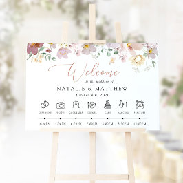 Kleurrijke bloemen, wilde bloemen, bruiloft tijdli poster