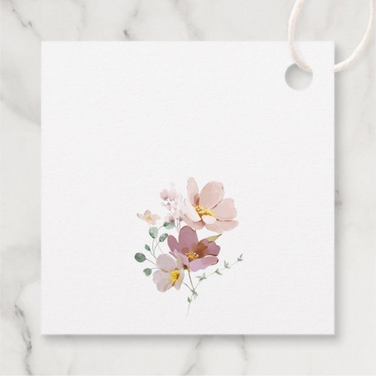 Kleurrijke bloemen, wilde bloemen, eerste verjaard bedankjes labels (Achterkant)