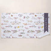 Kleurrijke bloemen, wilde bloemen, groen, Jouw naa Strandlaken (Voorkant)