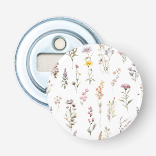 Kleurrijke bloemen, wilde bloemen, tuin bloemen button flesopener