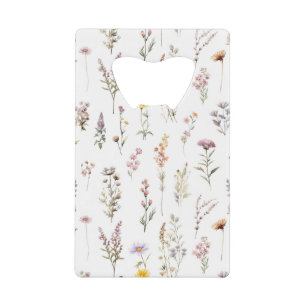 Kleurrijke bloemen, wilde bloemen, tuin bloemen kredietkaart flessenopener