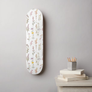 Kleurrijke bloemen, wilde bloemen, tuin bloemen skateboard