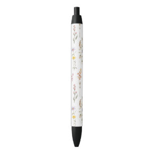 Kleurrijke bloemen, wilde bloemen, tuin bloemen zwarte inkt pen