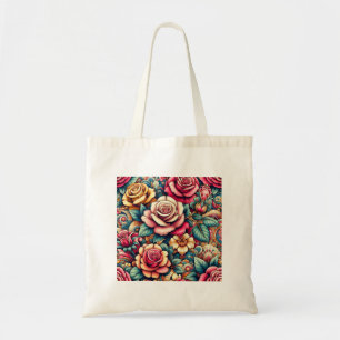 Kleurrijke bloemen winkelen canvas tas