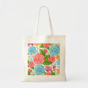 Kleurrijke bloemen witte achtergrond tote bag