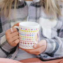 Kleurrijke Bloemen Zon & Harten Patroon, Roze Bloe