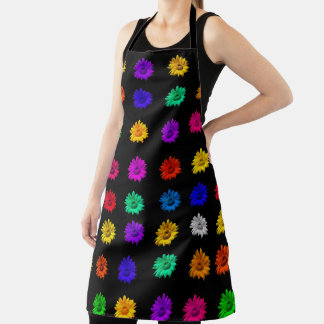 Kleurrijke Bloemen Zwart Boho Bloemendesign Sjablo Schort