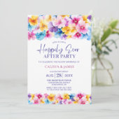 Kleurrijke bloemenbruiloft na feest kaart (Staand voorkant)