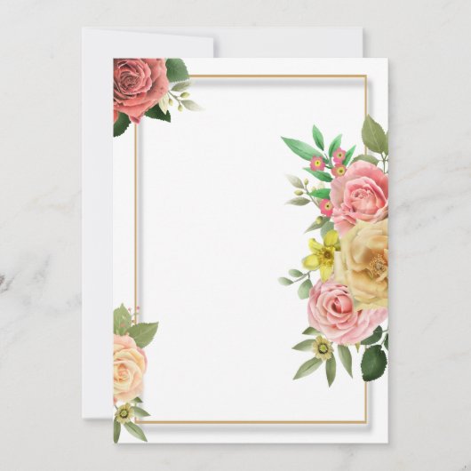 Kleurrijke bloemenbruiloft uitnodiging sjabloon (Voorkant)