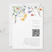 Kleurrijke Bloemencode QR Code Bruiloft Kaart (Achterkant)
