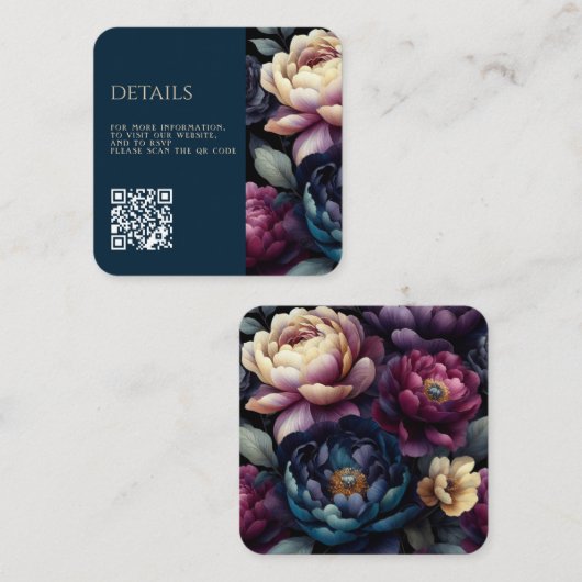 Kleurrijke Bloemencode QR-code Informatiekaartje (Voorkant / Achterkant)
