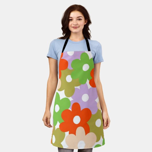Kleurrijke bloemeneenvoudige tropische bloem patro schort (Gedragen)