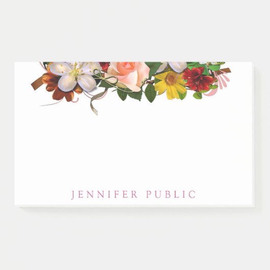 Kleurrijke bloemenelegante moderne Waterverf Sjabl Post-it® Notes (Voorkant)