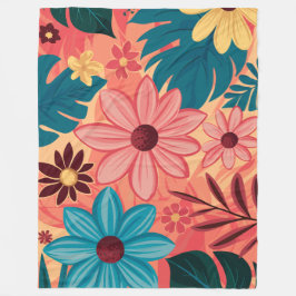 Kleurrijke Bloemengelukzaligheid op Warme Tonen Ac Fleece Deken