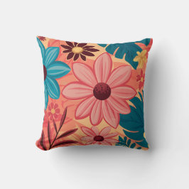 Kleurrijke Bloemengelukzaligheid op Warme Tonen Ac Kussen