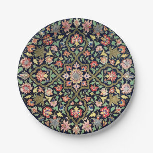 Kleurrijke bloemenindiaanse mandala patroon papieren bordje