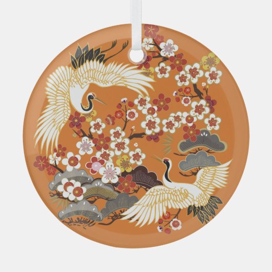 Kleurrijke bloemenkranen Sakura patroon Glas Ornament (Voorkant)